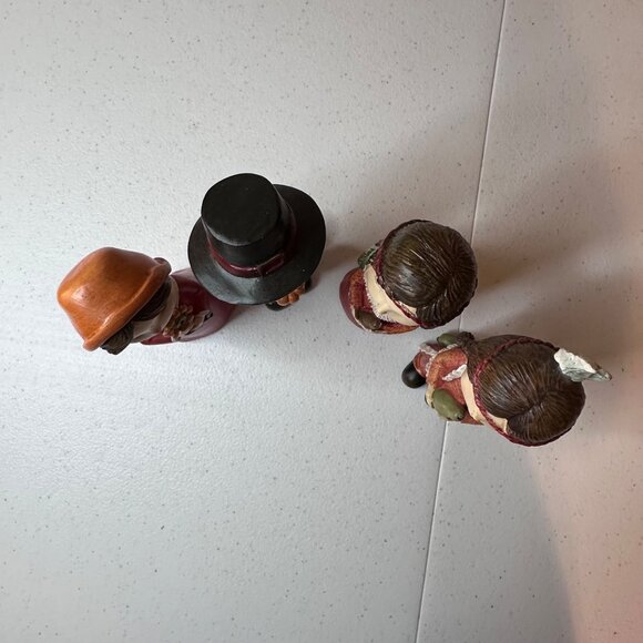 Thanksgiving Figurines Set Of 4 - Pilgrims and Native American Resin Figures - Picture 14 of 16